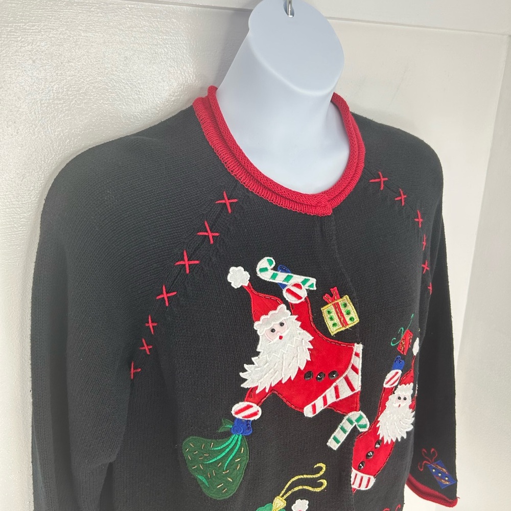Tiara International Vintage Ugly Christmas‎ Sweater Womens Large Holiday Santa - Picture 4 of 15